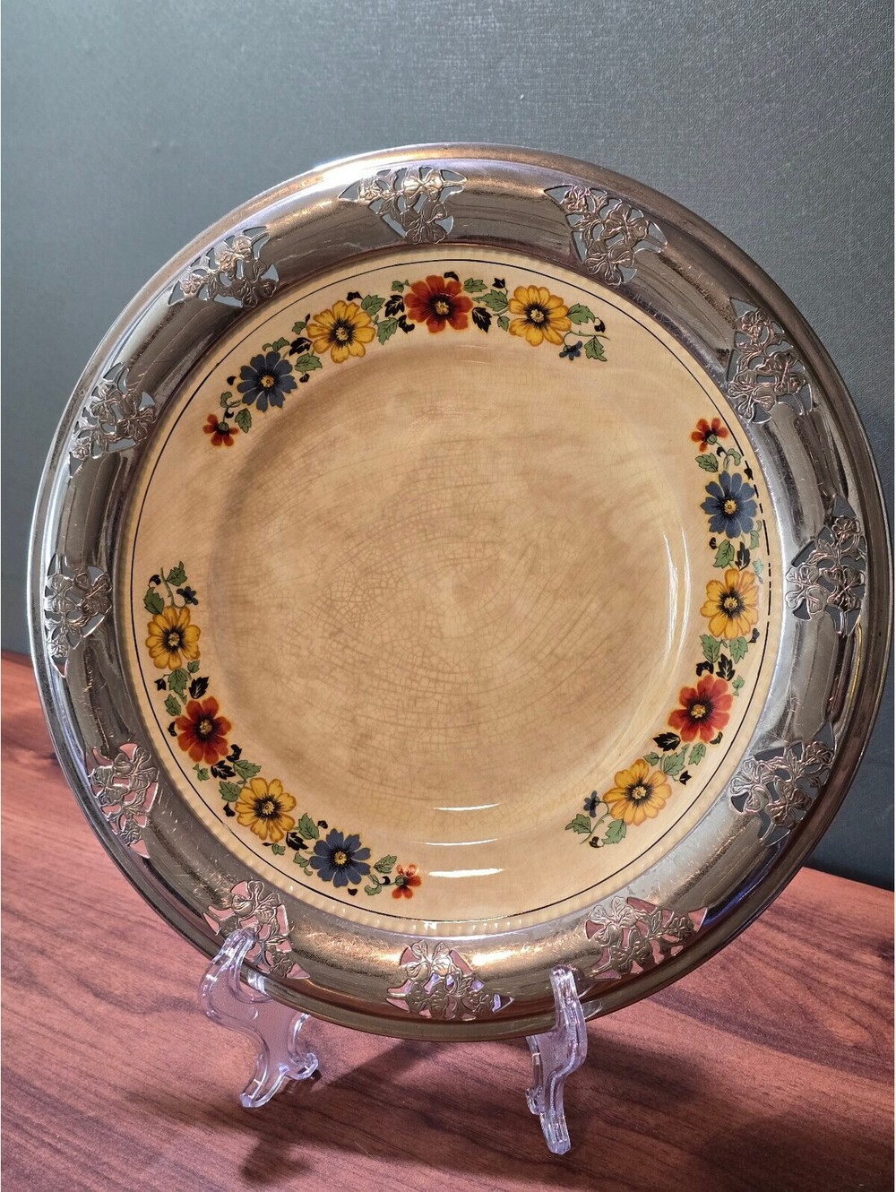 Vintage 1930s Farberware Platter Sebring Pottery Golden Maize Chrome Tray